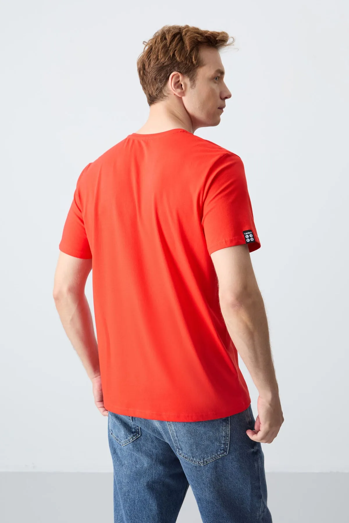 basic kisa kol standart kalip v yaka erkek t-shirt - 87912